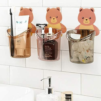 ToothBrush Holder-Wall Mounted Self Adhesive Teddy Bear  ToothBrush Holders(Pack of 2)